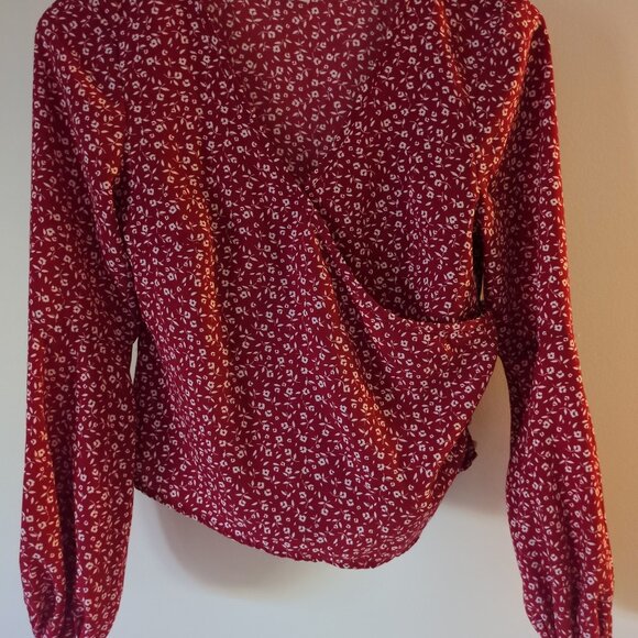 balloon sleeve wrap blouse floral - Picture 1 of 2